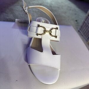 Liz Claiborne White Sandals with Gold Accent